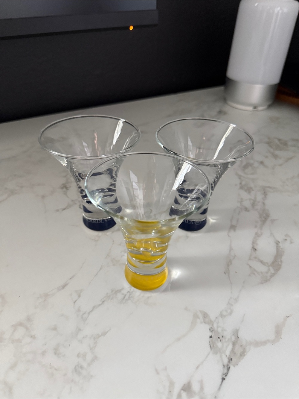 Bacardi  2 vanilla and 1 limon glasses great condition